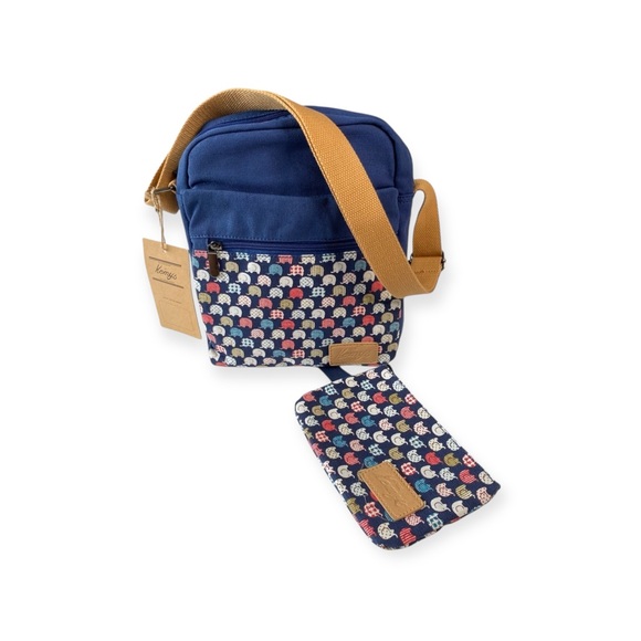 new Kemy’s ☀︎︎ Crossbody Purse Handbag Bag ☀︎︎ Elephant Print ☀︎ Navy Blue ☀︎ - Picture 8 of 16